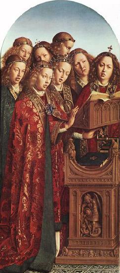 EYCK, Jan van The Ghent Altarpiece: Singing Angels oil painting image